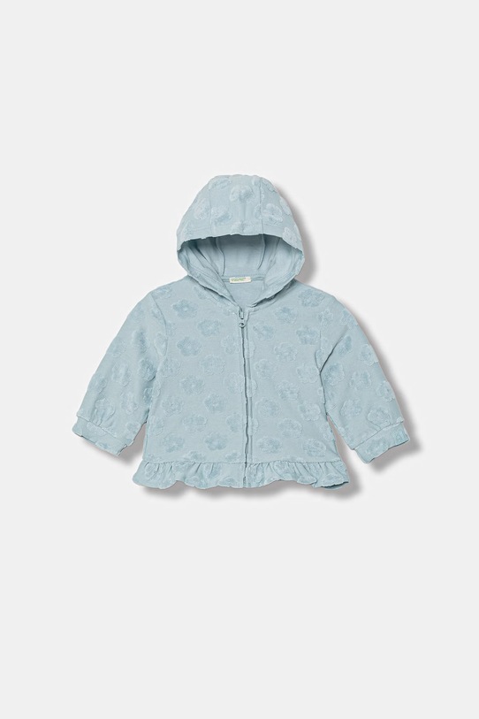 United Colors of Benetton bluza rozpinana z kapturem dziecięca bawełniana niebieski 3VWSA501V.W.Stagionale