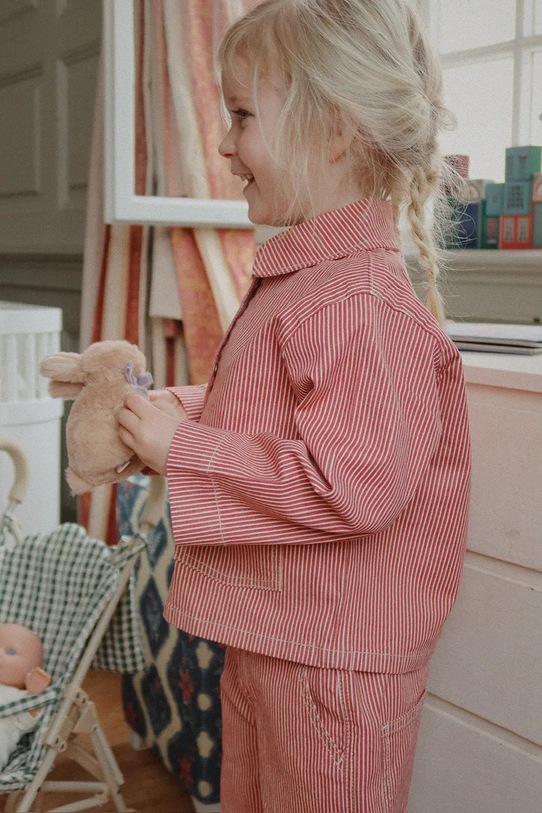 Konges Sløjd kurtka bawełniana dziecięca LUC SHIRT JACKET GOTS bez kaptura pomarańczowy KS104352.PreSpring