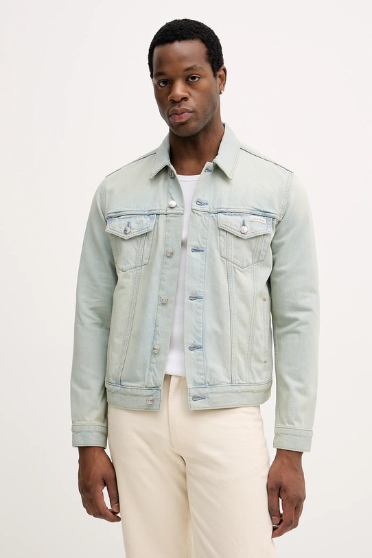 Calvin Klein Jeans kurtka jeansowa bez kaptura niebieski LV04RE764G