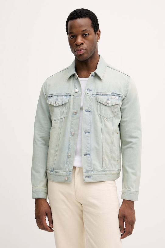 Calvin Klein Jeans kurtka jeansowa bez kaptura niebieski LV04RE764G