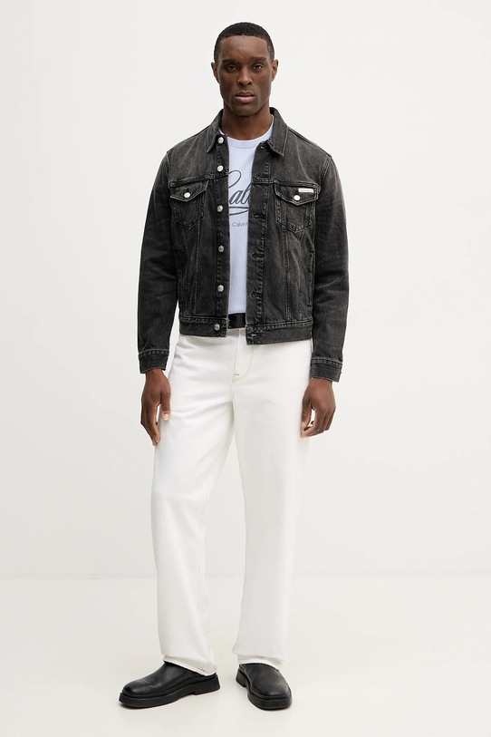 Calvin Klein Jeans kurtka jeansowa bawełniana LV04RE765G czarny SS26