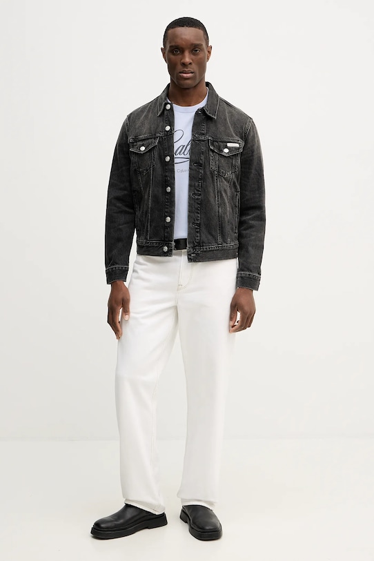 Calvin Klein Jeans kurtka jeansowa bawełniana LV04RE765G czarny SS26