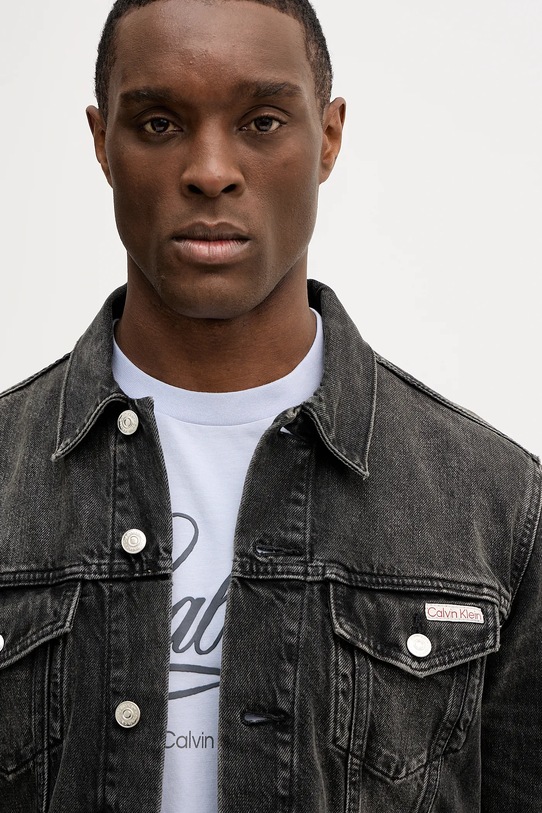 Calvin Klein Jeans kurtka jeansowa bawełniana czarny LV04RE765G