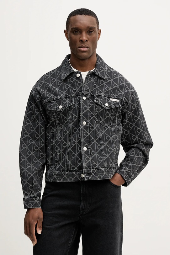 Τζιν μπουφάν Calvin Klein Jeans χωρίς κουκούλα μαύρο LV04RE773G