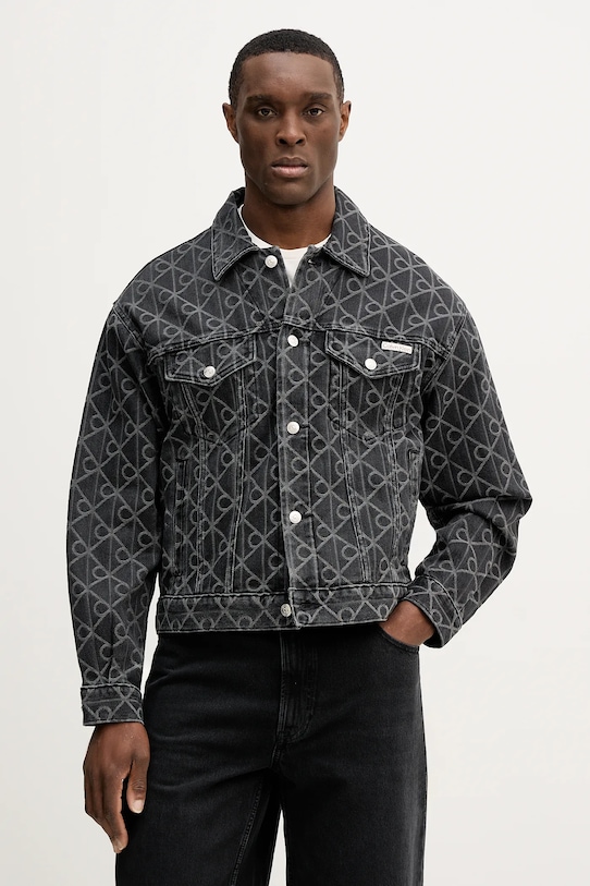 Calvin Klein Jeans kurtka jeansowa bez kaptura czarny LV04RE773G