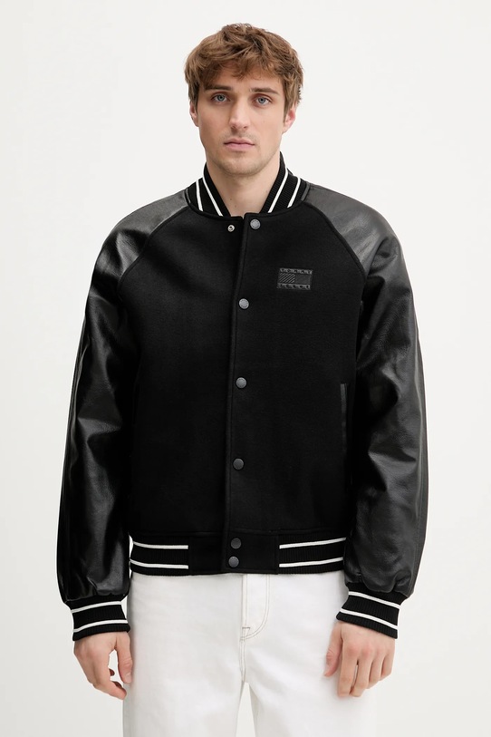 Μπουφάν από μίγμα μαλλιού Tommy Jeans άλλο μαύρο DM0DM22439