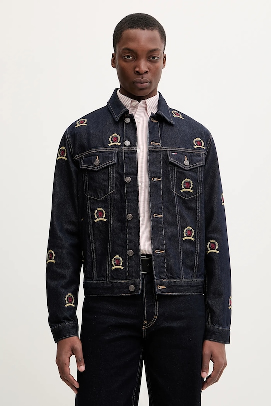 Tommy Jeans kurtka jeansowa bez kaptura granatowy DM0DM22988