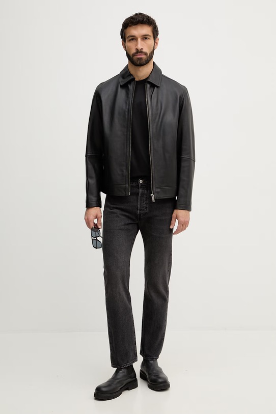 BOSS Orange kurtka skórzana Jogear 50552141 czarny SS26