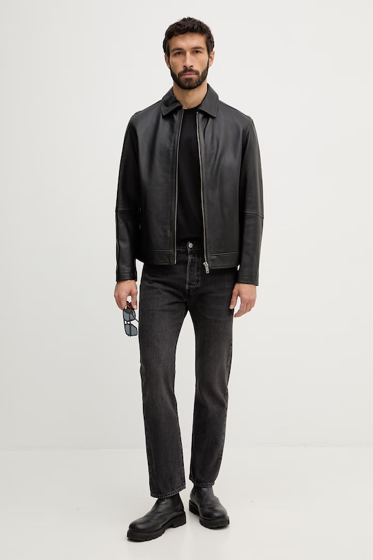 BOSS Orange kurtka skórzana Jogear 50552141 czarny SS26