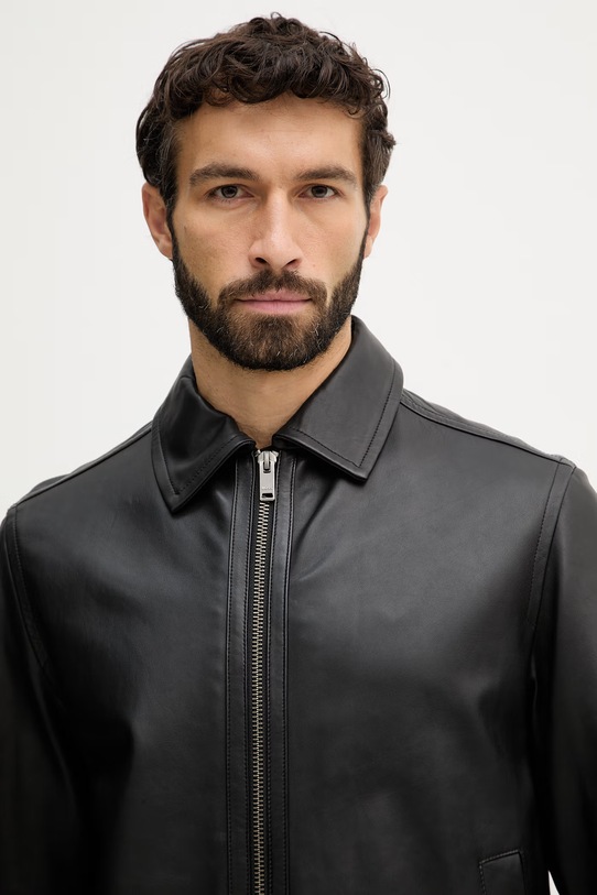 BOSS Orange kurtka skórzana Jogear czarny 50552141