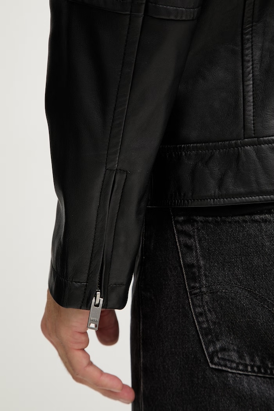 BOSS Orange kurtka skórzana Jogear 50552141 czarny