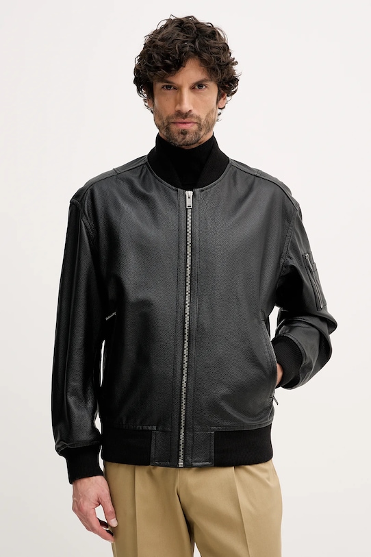 BOSS Orange kurtka skórzana Jakri czarny 50552151