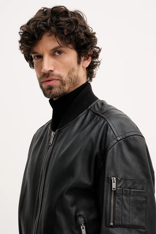 BOSS Orange kurtka skórzana Jakri 50552151 czarny