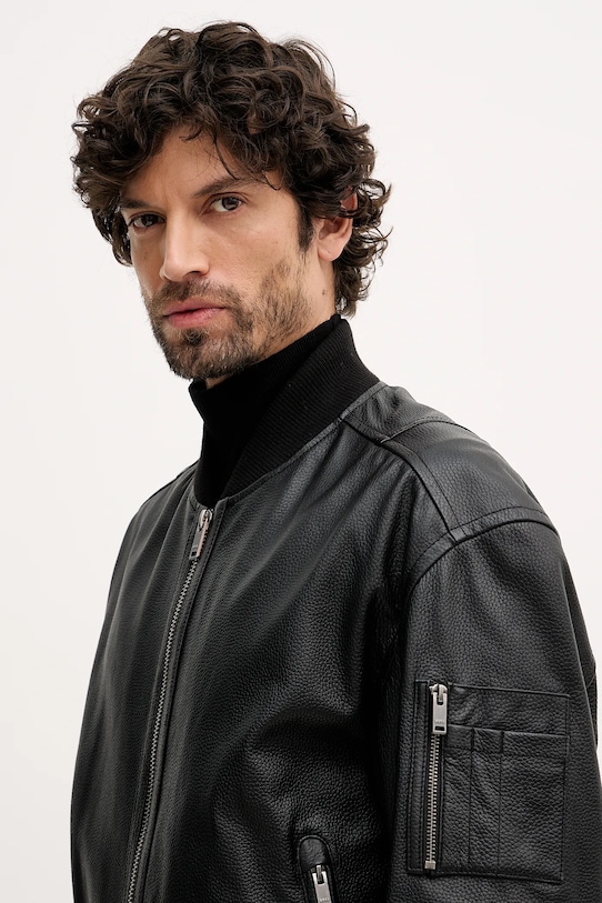 BOSS Orange kurtka skórzana Jakri 50552151 czarny