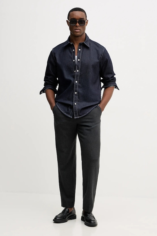 BOSS koszula jeansowa H-LIAM 50556188 granatowy SS26