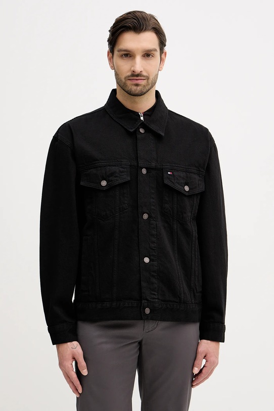 Tommy Hilfiger kurtka jeansowa bez kaptura czarny MW0MW42616
