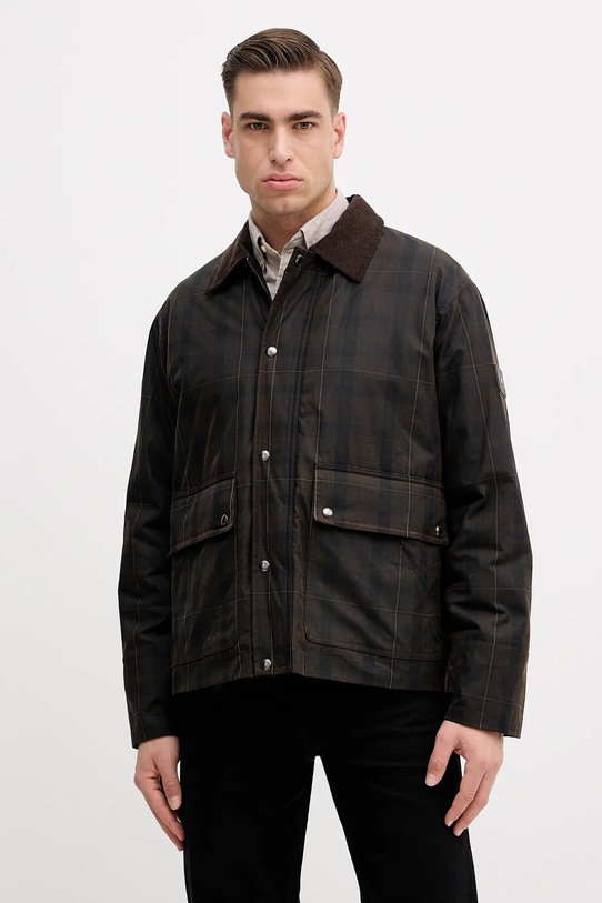 Tommy Hilfiger kurtka bawełniana bez kaptura brązowy MW0MW42566