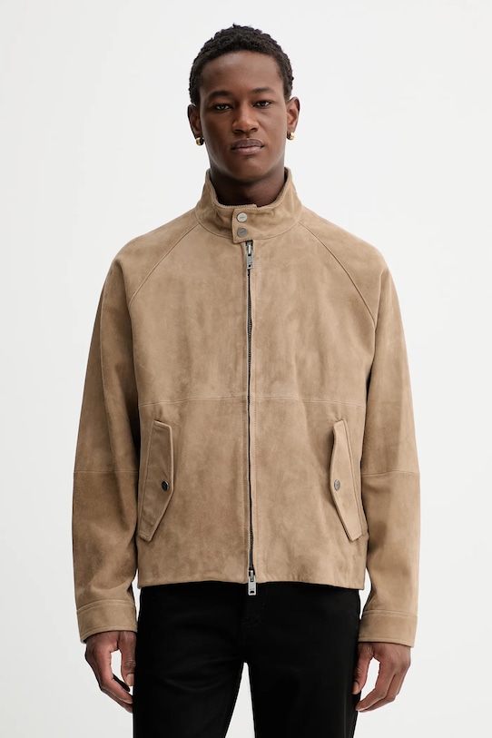 Замшева куртка HUGO Loridge з підкладкою бежевий 50553101