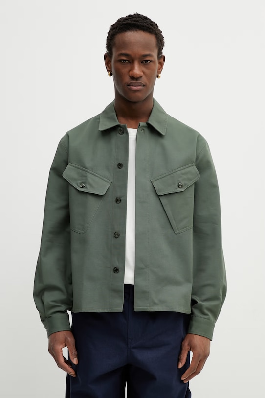 Kenzo koszula bawełniana bawełna zielony FG55CH5439OT