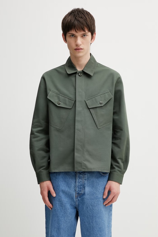 Kenzo koszula bawełniana gładkie zielony FG55CH5439OT