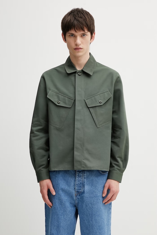 Kenzo koszula bawełniana gładkie zielony FG55CH5439OT