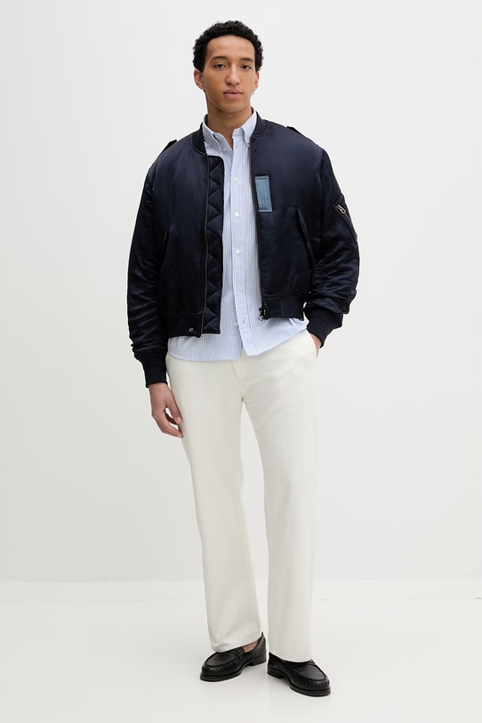 Kenzo bomberka męska z lnem FG55BL1829FX granatowy SS26