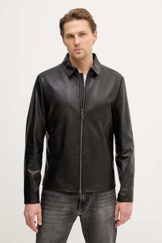 Guess kurtka skórzana nieocieplane czarny M6RL1C.L0770