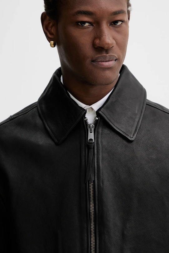Usnjena jakna AllSaints črna M054LD