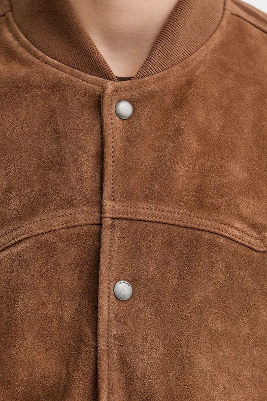 Bomber jakna od brušene kože AllSaints M034LD smeđa