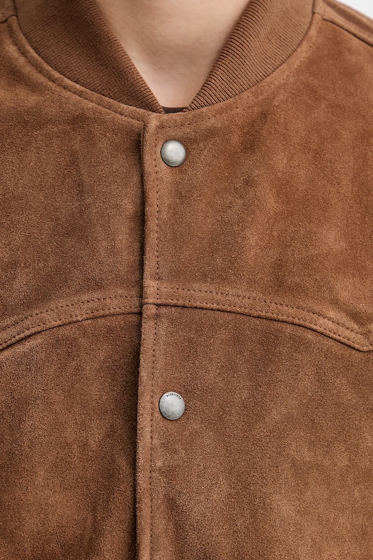 AllSaints kurtka bomber zamszowa M034LD brązowy