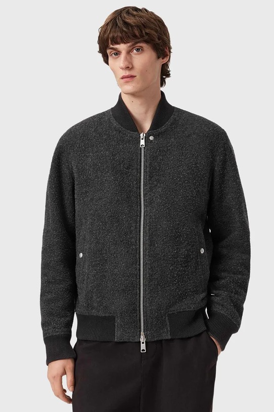 AllSaints kurtka bomber z dodatkiem wełny szary M047OD