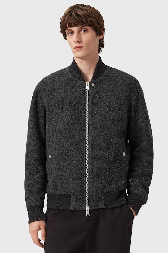 AllSaints kurtka bomber z dodatkiem wełny szary M047OD