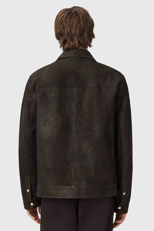 AllSaints geacă din piele întoarsă M037LD gri SS26