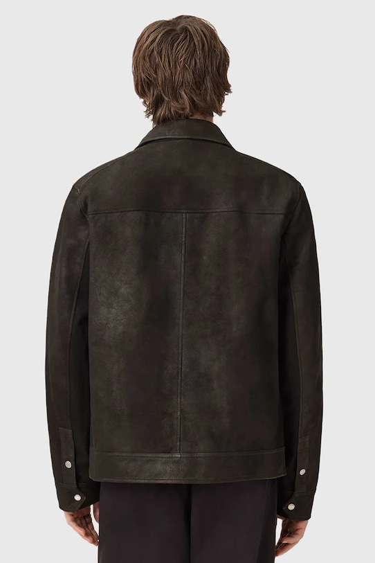 AllSaints geacă din piele întoarsă M037LD gri SS26