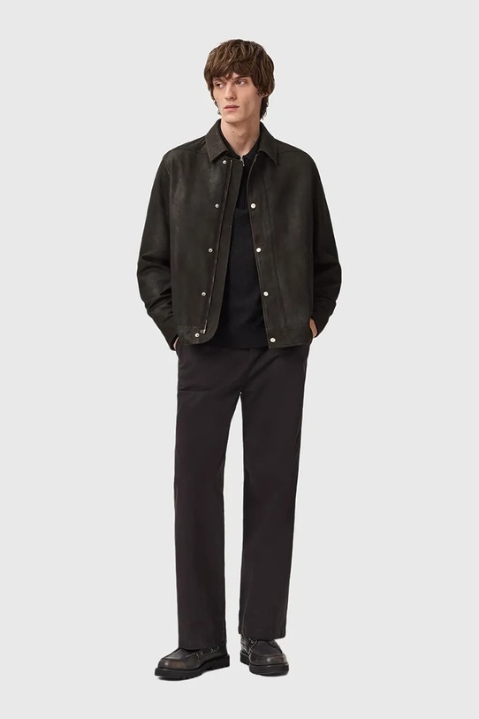 Îmbrăcăminte AllSaints geacă din piele întoarsă M037LD gri