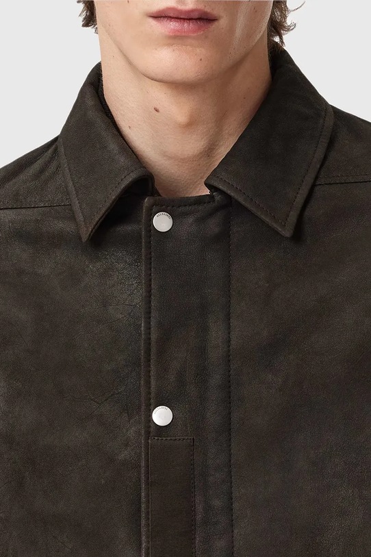 AllSaints geacă din piele întoarsă gri M037LD