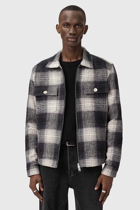 AllSaints jachetă de cămașă din bumbac necaptusit gri M059OD