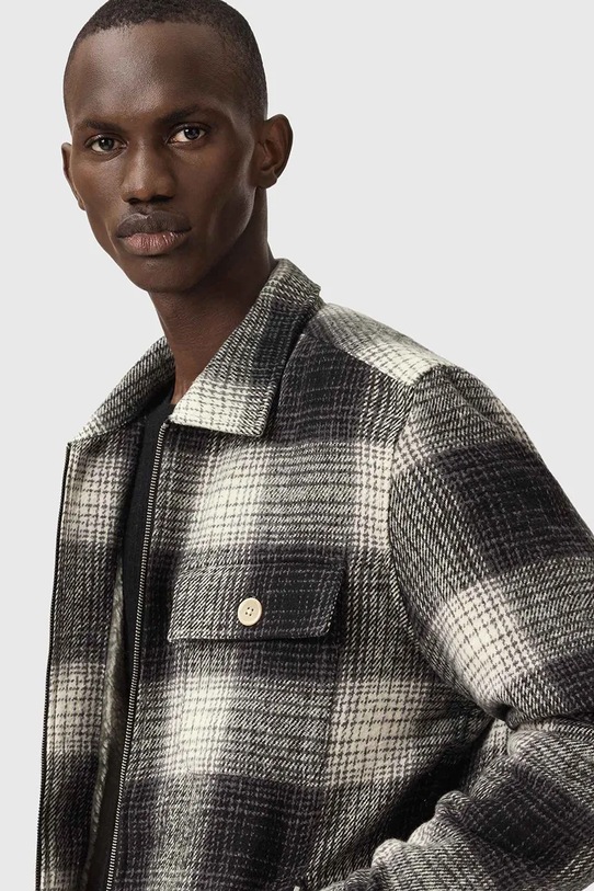 AllSaints jachetă de cămașă din bumbac gri M059OD