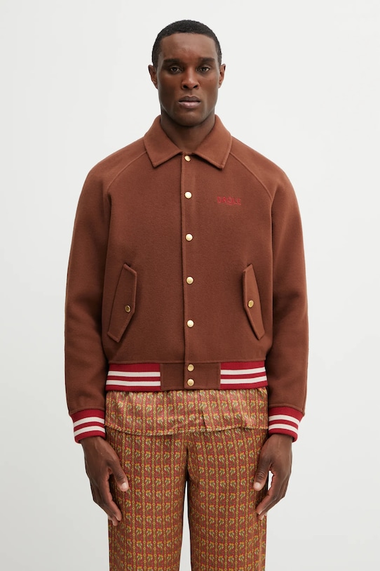 Drôle de Monsieur kurtka bomber z dodatkiem wełny Bomber Drôle bez kaptura brązowy J.JT262.WO031.CHO