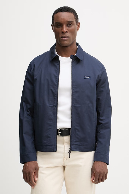 Bavlnená bunda Hackett London nezateplené tmavomodrá HM4000153