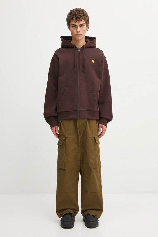 Carhartt WIP bluza Hooded American Script Jacket I033063.33HXX brązowy