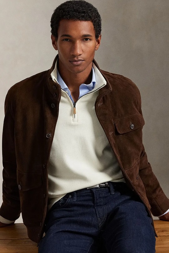 Polo Ralph Lauren sweter bawełniany 40/1 DBL KNIT JACQ 710P07411004 beżowy