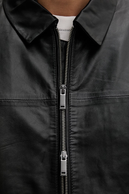 Calvin Klein jakna za muškarce od kože LV04LF423G crna