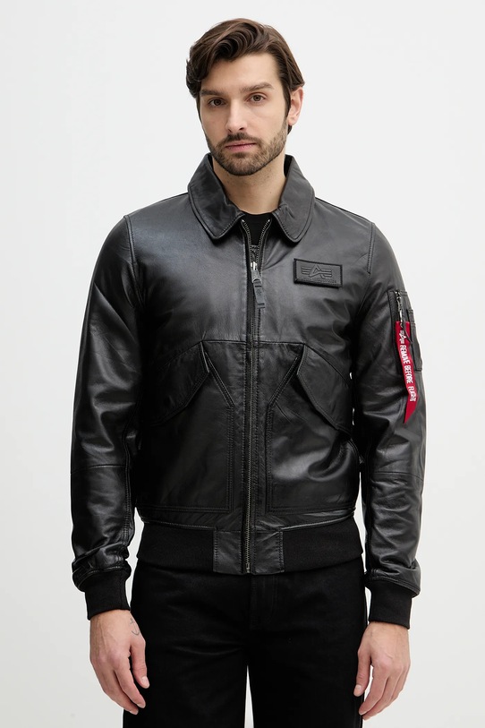 Alpha Industries kurtka skórzana CWU-45/P Leather bez kaptura czarny 266106