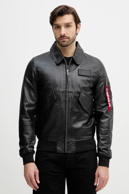 Alpha Industries kurtka skórzana CWU-45/P Leather bez kaptura czarny 266106