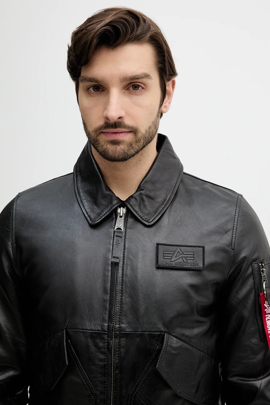 Alpha Industries kurtka skórzana CWU-45/P Leather czarny 266106