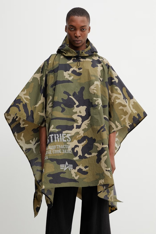 Alpha Industries Packable Rain Cape kurtka przeciwdeszczowa męska zielony 266117