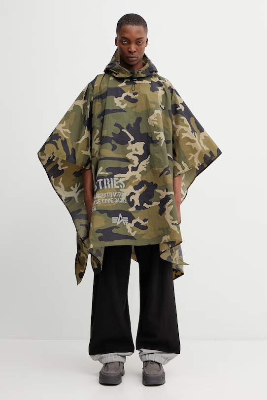 Alpha Industries Packable Rain Cape kurtka przeciwdeszczowa męska 266117 zielony