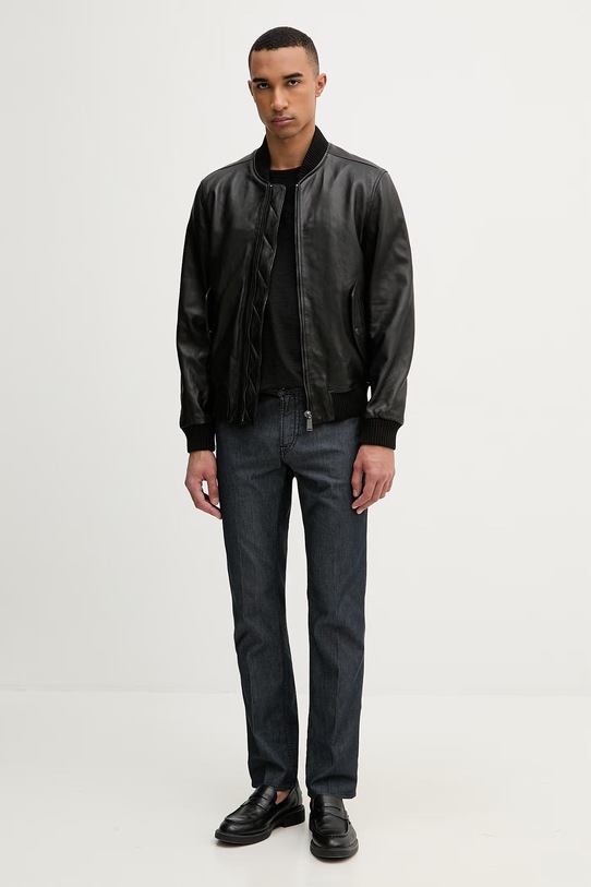 Trussardi geacă bomber pentru bărbați, din piele R302M000053N negru SS26