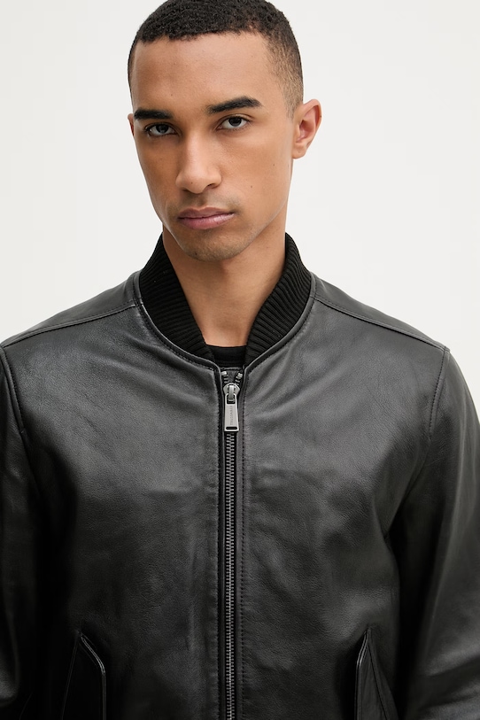 Trussardi geacă bomber pentru bărbați, din piele negru R302M000053N